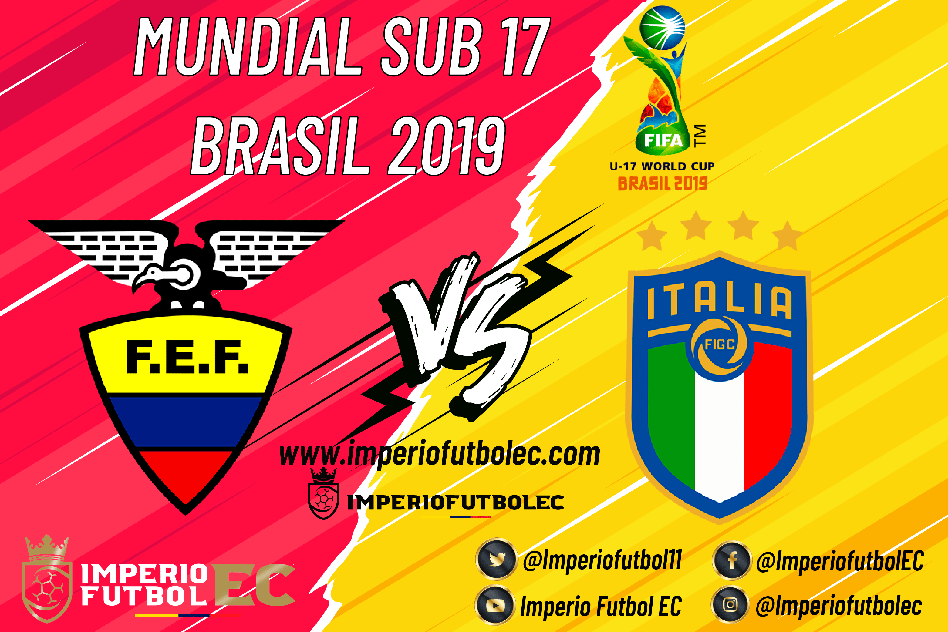Ecuador vs Italia EN VIVO Mundial Sub 17 Brasil 2019 octavos de final