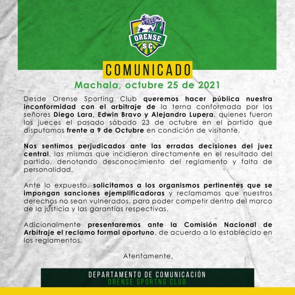 comunicado orense sc