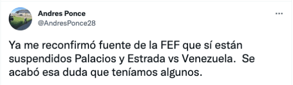 Andres Ponce - confirma baja de Michael Estrada em la Selección de Ecuador