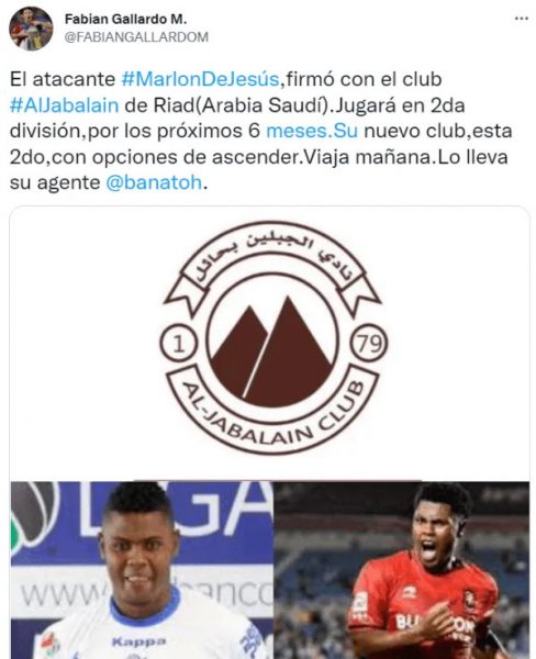 Marlon de Jesús nuevo equipo en el exterior